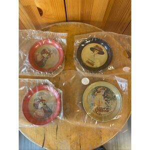 Vintage 1974 Coca-Cola Soda Set Of 4 Tin Coasters New Sealed Advertising Promos